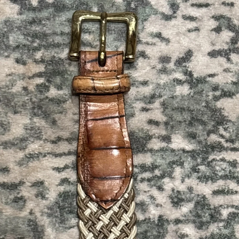 vintage 80s Crocodile Embossed Belt‎ Braided Stretch USA Size 40